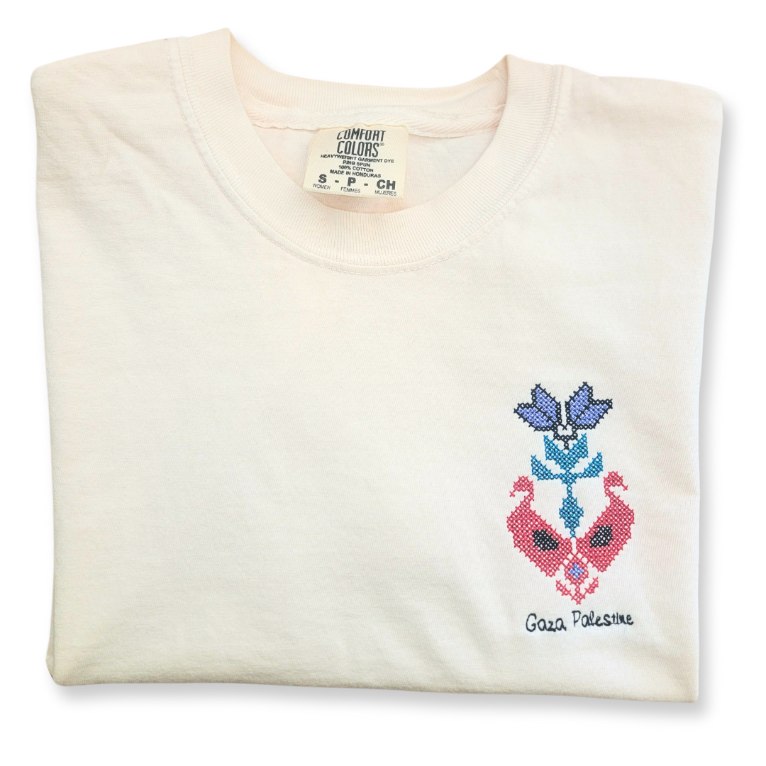 Duck Gaza Tatreez Left Chest Tee
