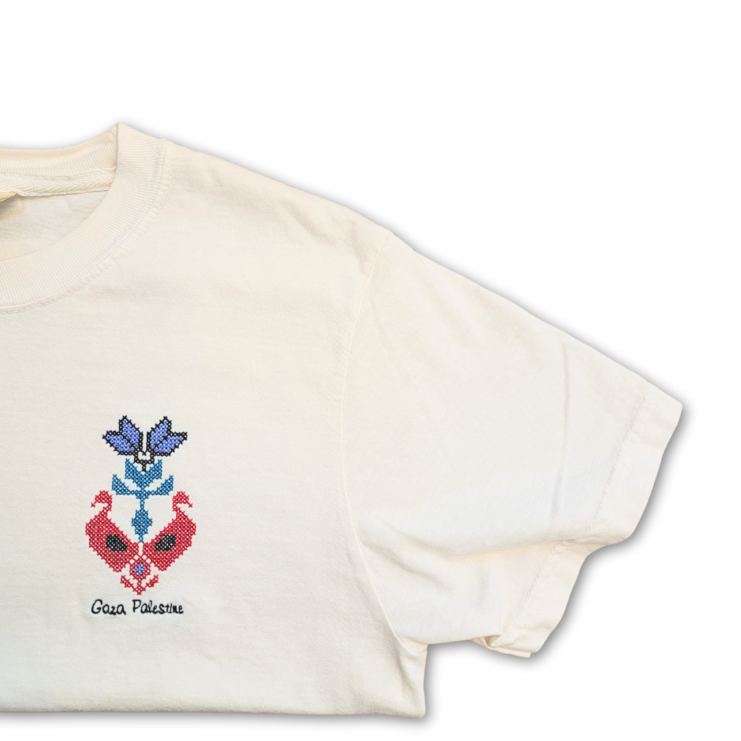 Duck Gaza Tatreez Left Chest Tee