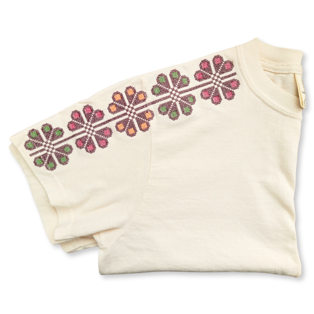 Sealed Roses Al-Khalil Tatreez Sleeves Loose Boxy Tee