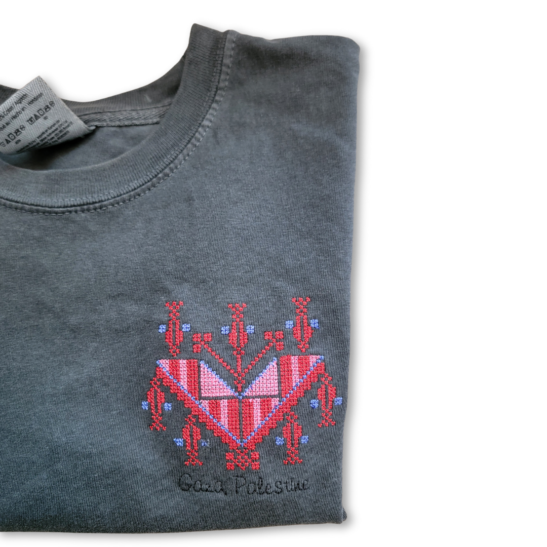 Cypress Pendant Gaza Tatreez Left Chest Tee