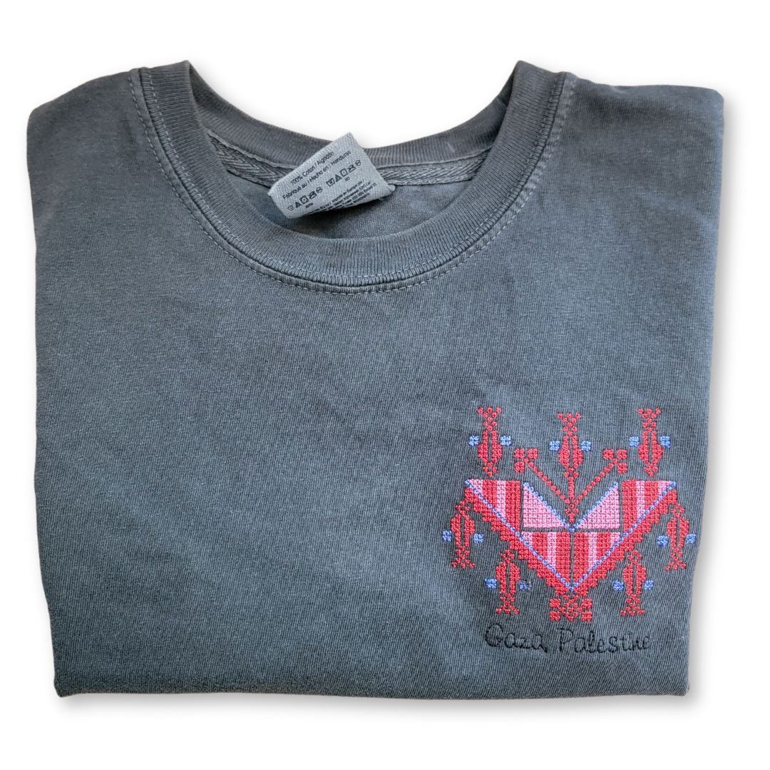 Cypress Pendant Gaza Tatreez Left Chest Tee
