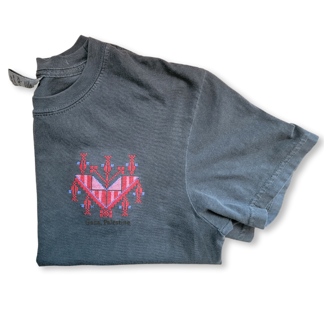 Cypress Pendant Gaza Tatreez Left Chest Tee