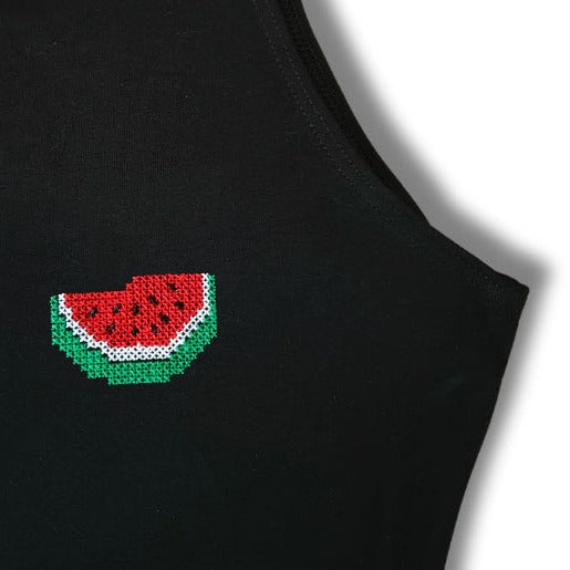 Cross Stitch Watermelon Left Chest Crop Top