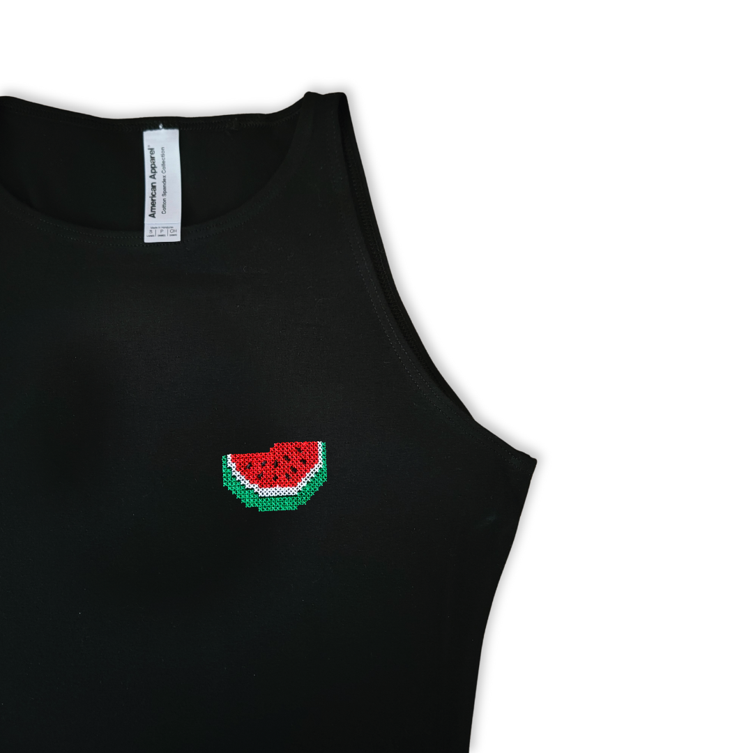 Cross Stitch Watermelon Left Chest Crop Top